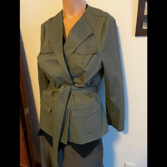 💝 12-14 L XL 🫒cotton stretch casual belted jacket cardi c… - Picture 2 of 11